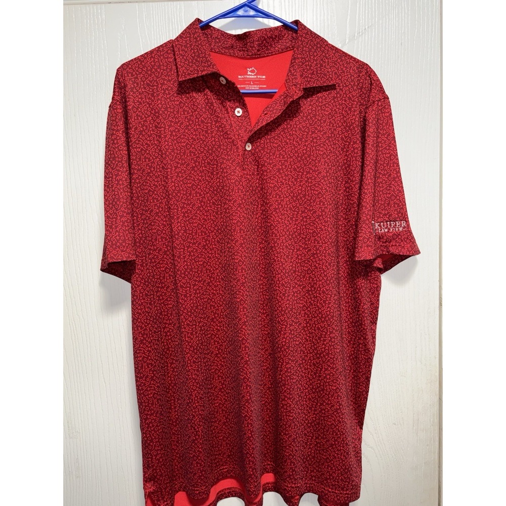 Southern Tide Men's Large Football Plays pattern performance golf polo shirt